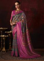 Softy Silk Blue Pink Party Wear Digital Printed Saree